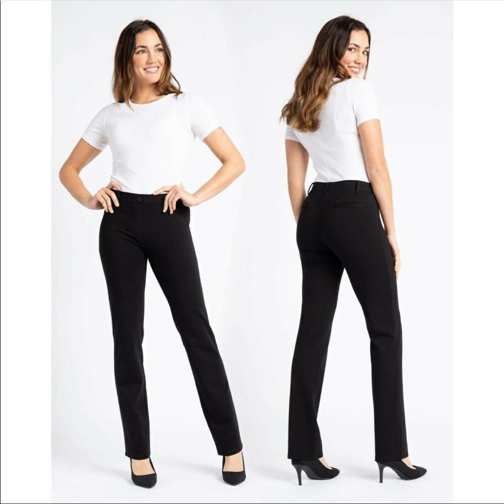BETABRAND | Classic Straight Leg Dress Yoga Black Pants Women’s Size Small